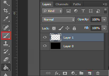 create new layer, and select the brush