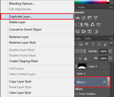 right click the ellipse layer and select duplicate layer