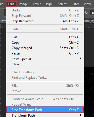 go: Edit > Free Transform Path