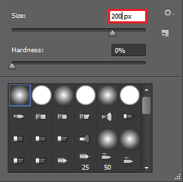 select a 200px soft brush