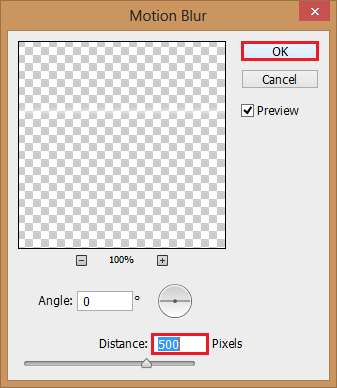 set distance to 500px and hit ok