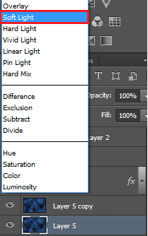 set the bottom one to soft light