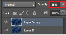 Set the top cloud layer to normal with 35% opacity