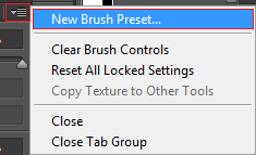 saving the brush. Save new preset