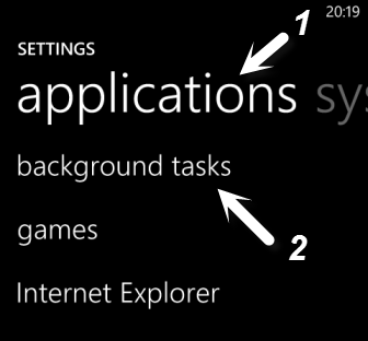 windows phone 8 applications settings