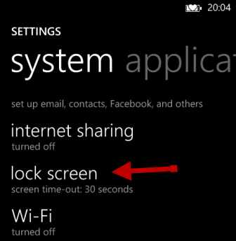 windows phone 8 lock screen settings