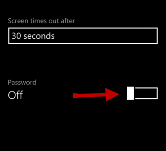 windows phone 8 turn on password