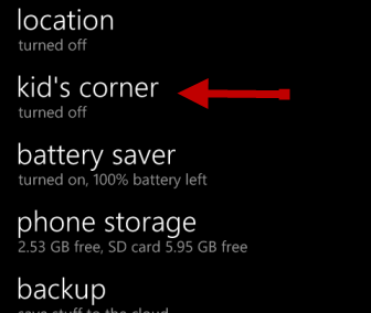 windows phone 8 kid's corner