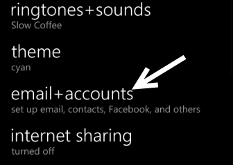 windows phone 8 email and accounts