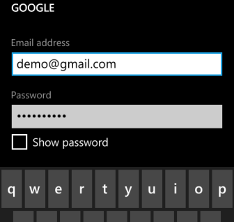 windows phone 8 add account information