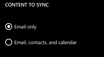 windows phone 8 content to sync