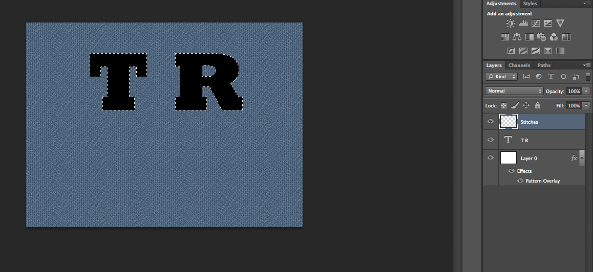 CS6 Stitching Text on a Denim Texture for Beginners
