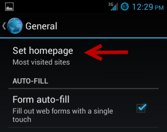 android browser set homepage