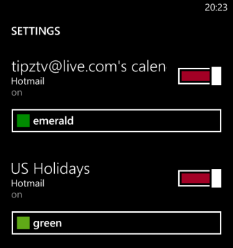 windows phone 8 calendar event color