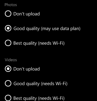 disable auto upload windowns phone 8