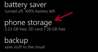 windows phone 8 phone storage