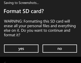 windows phone 8 format confirmation