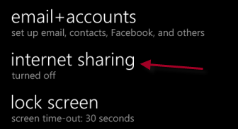 windows phone 8 internet sharing