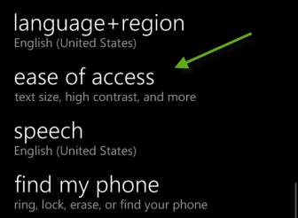windows phone 8 ease of access
