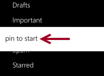 pin email folders to start