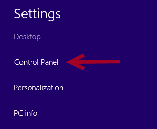 windows 8 control panel