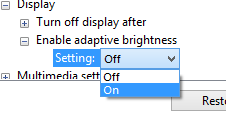 turn on adaptive brightness