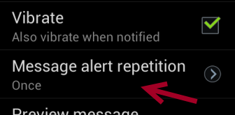 android message alert repetition