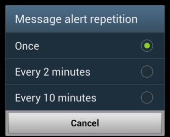 message alert repetition interval