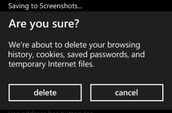 windows phone 8 IE delete confirmation