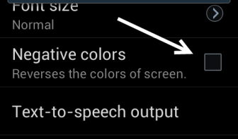 android negative colors screen