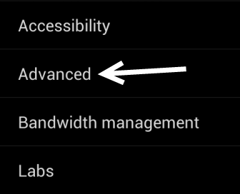 android browser advanced settings