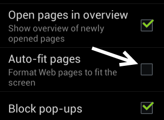 android browser auto-fit pages