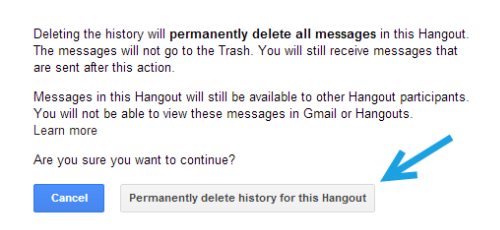 delete hangout history confirmation