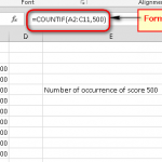 Excel count the number of occurrence excel sheet score