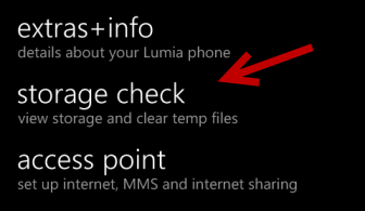 windows phone 8 storage check