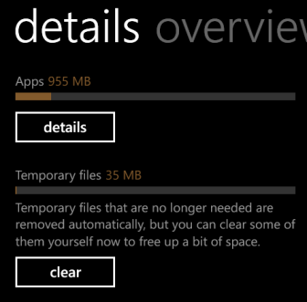 windows phone 8 storage detail