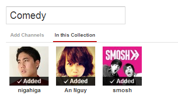 channels in YouTube collection