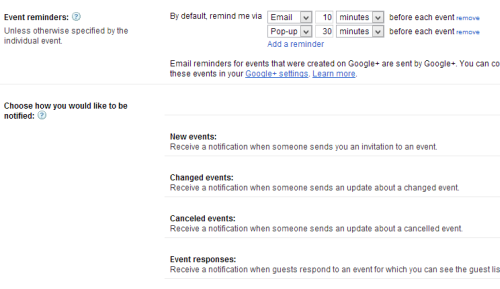 Change Google Calendar reminder time notification