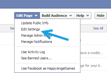 facebook page settings