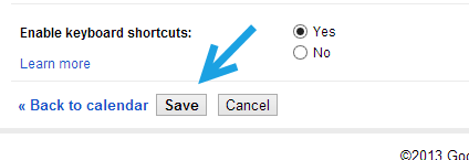 google calendar save settings