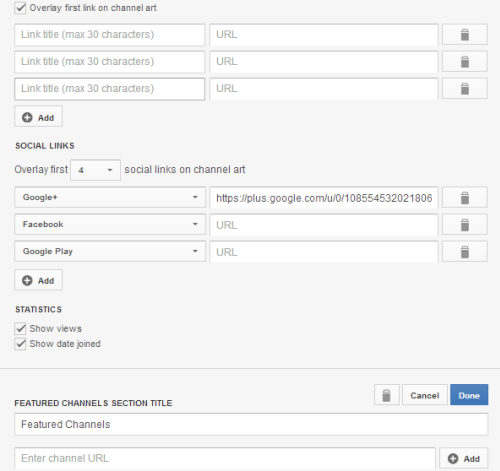 add more custom social links to youtube channel