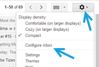 gmail configure inbox settings