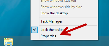 windows 8.1 taskbar properties