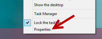 windows 8 8.1 taskbar properties