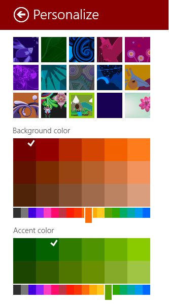 windows 8.1 personalize settings background color accent color