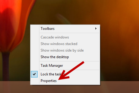 windows 8.1 taskbar properties