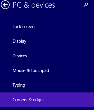 windows 8.1 pc and devices corners and edges