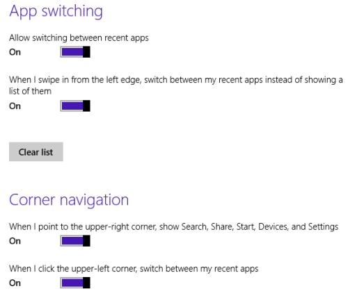 windows 8.1 app switching and corner navigation