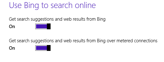 windows 8.1 use Bing to search online