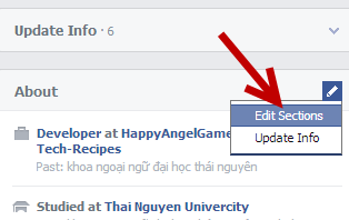 edit facebook about sections